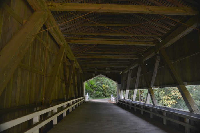inside covered bridge, Deadwood Creek